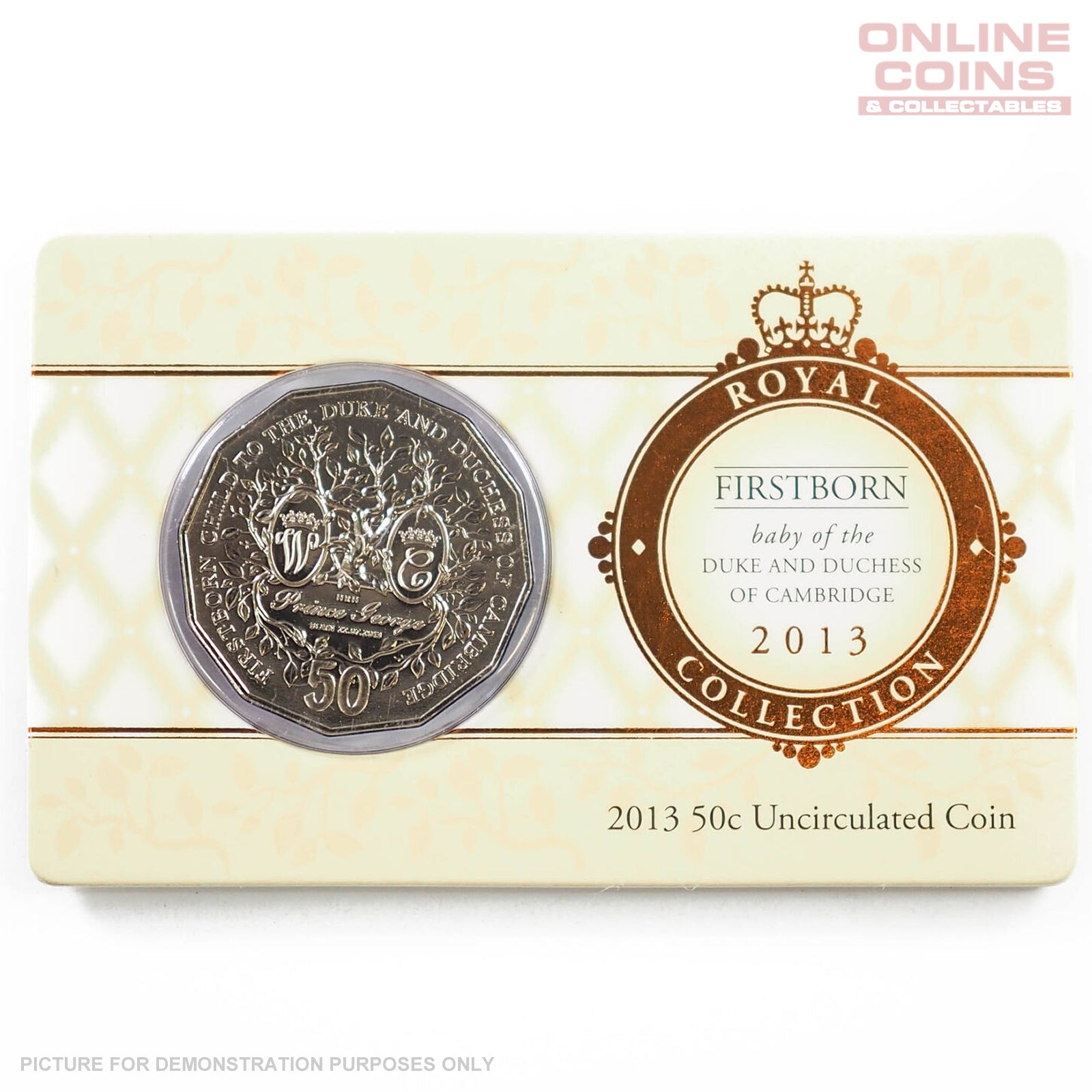 2013 50c CuNi Uncirculated Carded Coin - Royal Collection - Firstborn baby of the Duke and Duchess of Cambridge